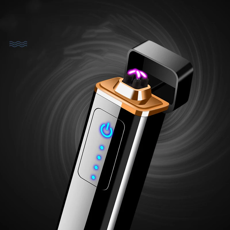 

Новинка 2021, персонализированная металлическая ветрозащитная плазменная зажигалка с двойной дугой и USB-зарядкой, компактное и удобное Индук...