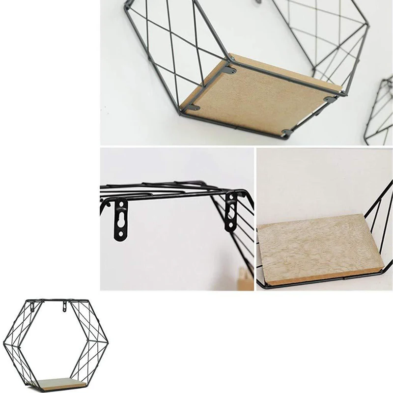 Новая Железная шестиугольная сетчатая настенная полка комбинированная
