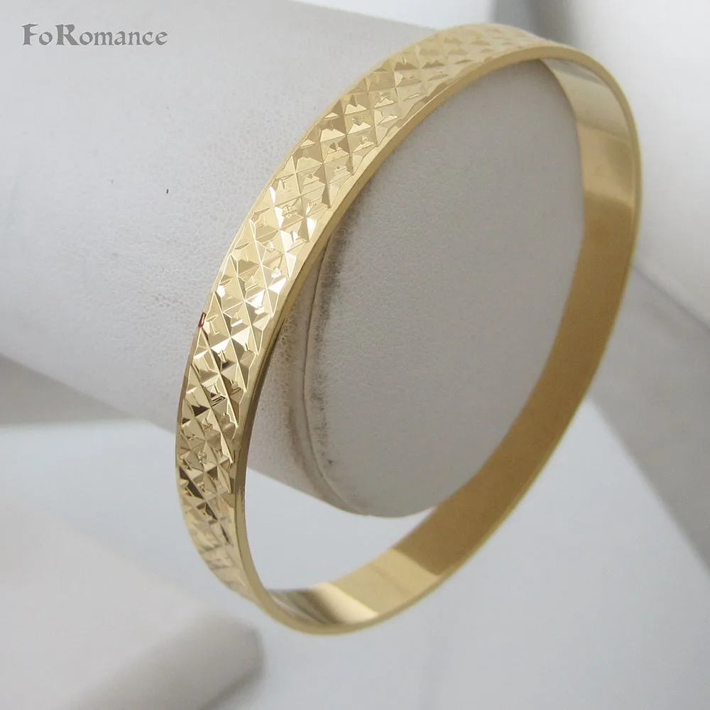 Style 5 DIA 65mm FOROMANCE/цвет желтое золото диаметр 1," и 2,56" ширина ремешка 8 мм четыре стиля Детский мальчик девочка и взрослый закрытый браслет - Окраска металла: Style 5 DIA 65mm