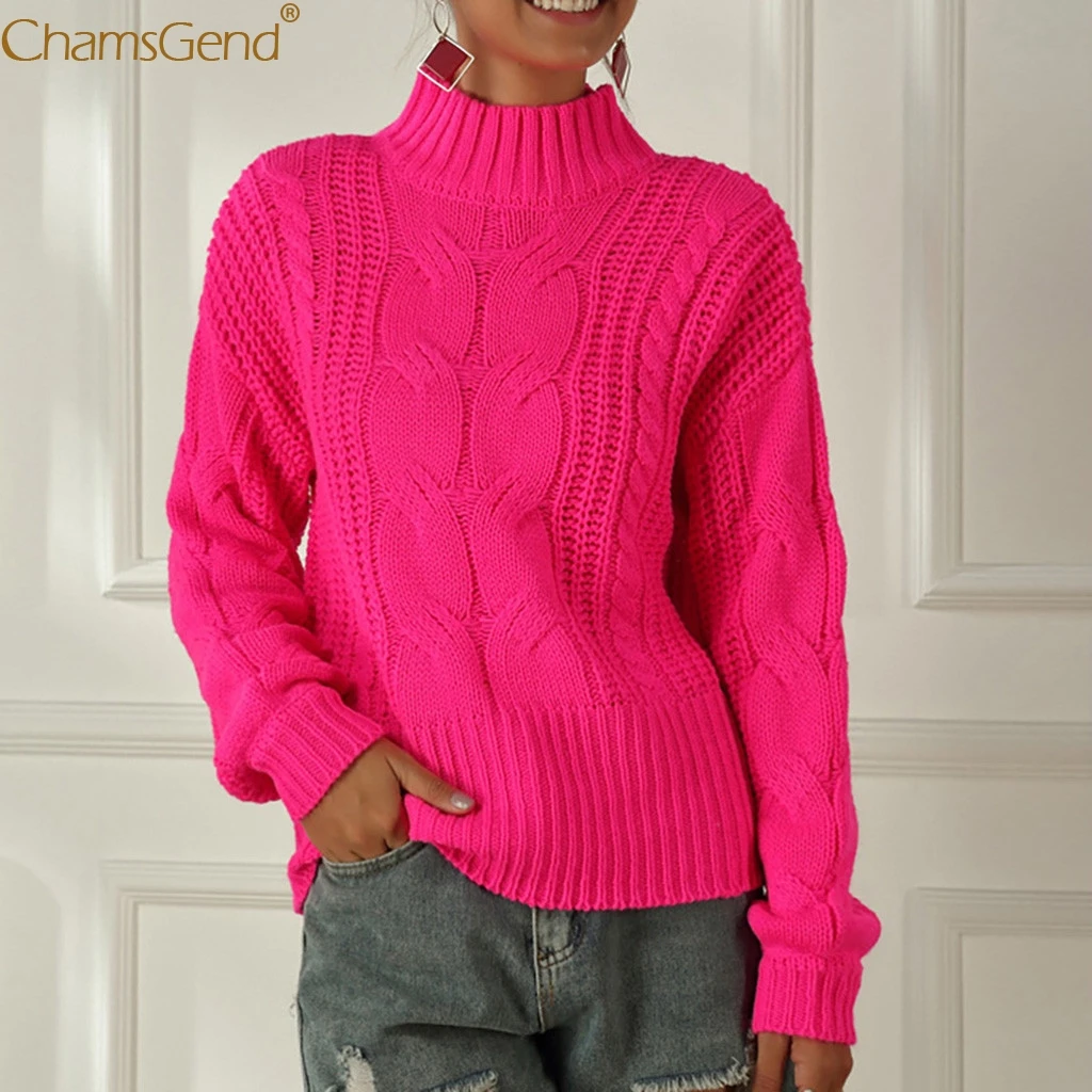 Толстый зимний женский свитер вязаные Джемперы для женщин Розовый пуловер
