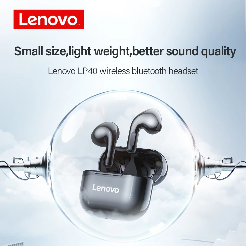 Bluetooth-наушники Lenovo lp40 TWS с микрофоном 5 0 эффектом погружения сенсорное управление