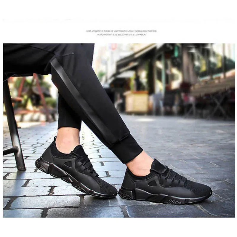 Дышащие черные мужские кроссовки Мужская обувь Удобная нескользящая Мягкая