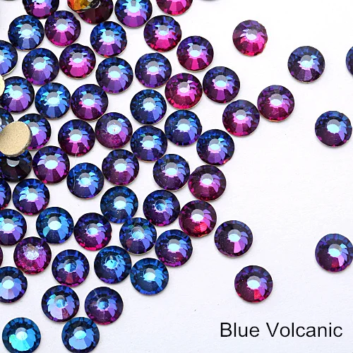 Blue Volcanic Вулканические красочные стеклянные не горячей фиксации стразы с плоской задней частью прозрачные стеклянные стразы Блестящие Стразы для ногтей художественные украшения B3425 - Цвет: Blue Volcanic