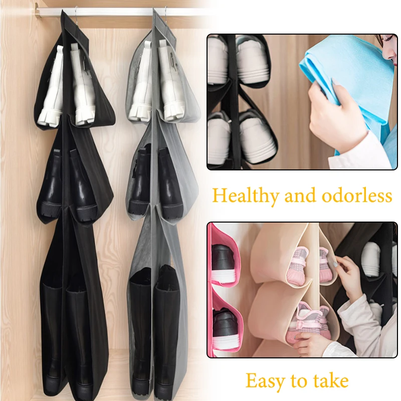 

"6 Pocket Hanging Handbag Organizer for Wardrobe Closet Transparent Storage Bag Door Wall Clear Sundry Shoe Bag with Hanger Pouc