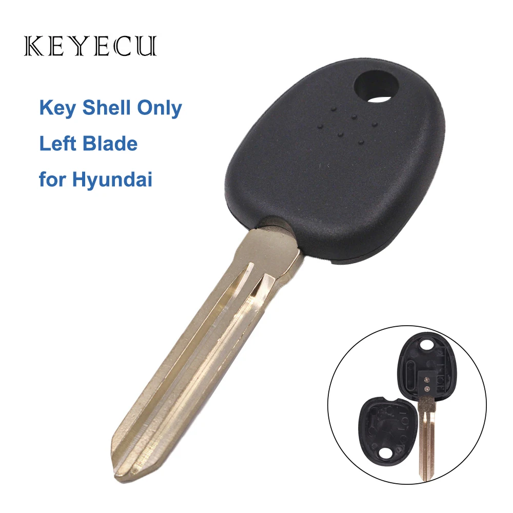 

Keyecu Transponder Ignition Key Shell Case with Left Blade for Hyundai Coupe Tucson Elantra Accent Santa Fe i10