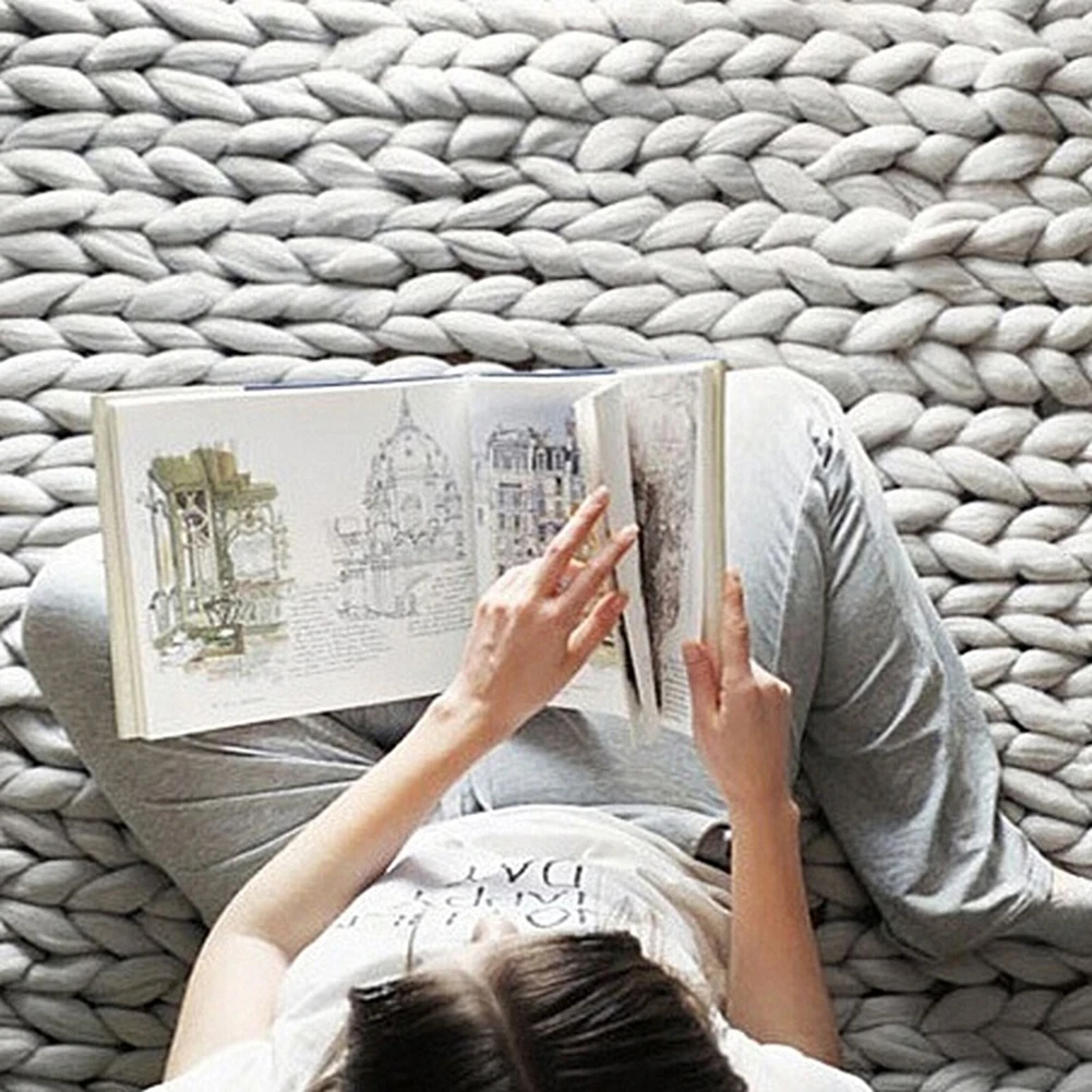 250 г модное суперобъемное мягкое большое Хлопковое одеяло ручной вязки сделай