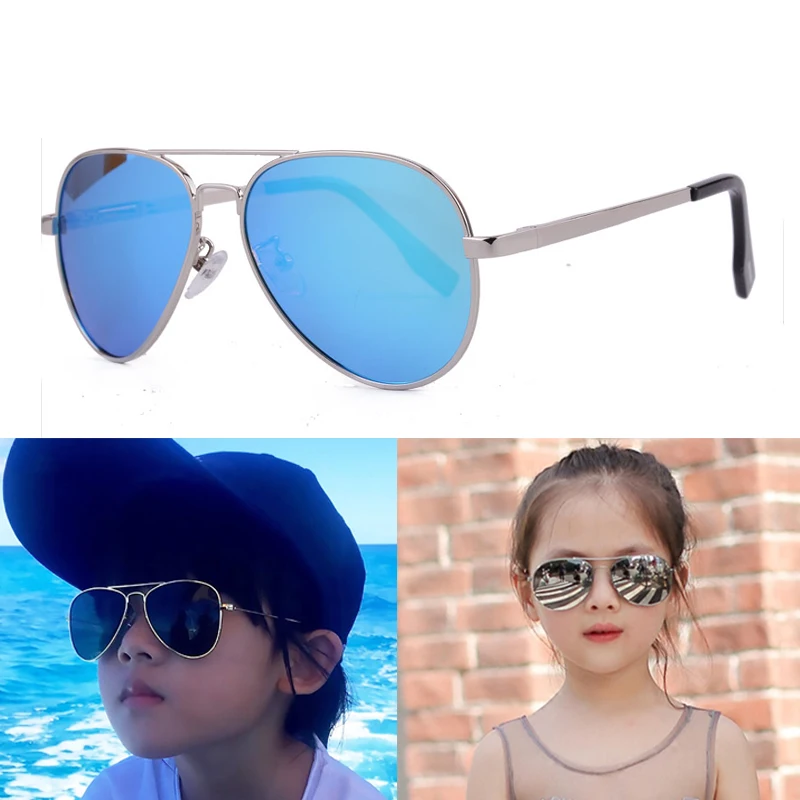 

New Boys Girls Fashion Luxury Polarized Beautiful Children Cool sunglasses women alloy Brand Designer Polarized Pilot rayeds