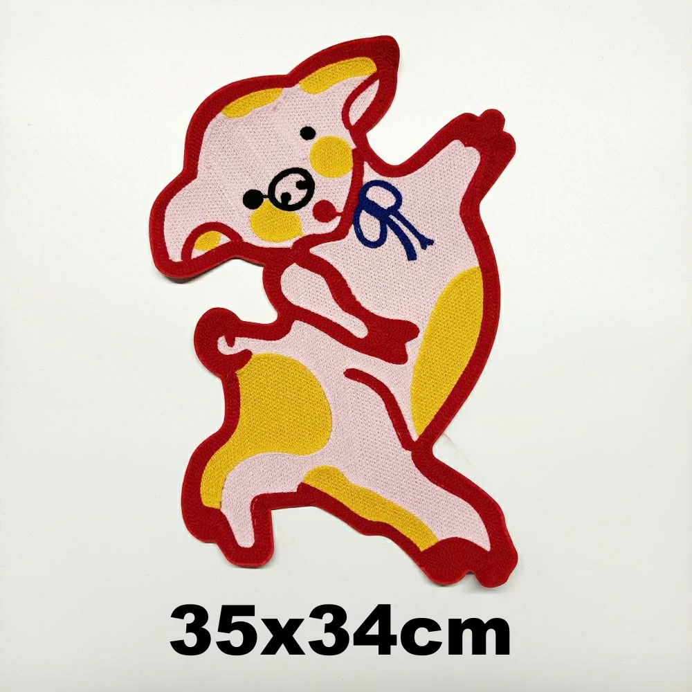 

Apparel large embroidery big pig patch for clothing AM-514