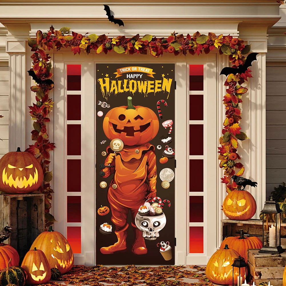Хэллоуин ужас дверь стикер s декор Тыква фонарь настенный для двери стены класс