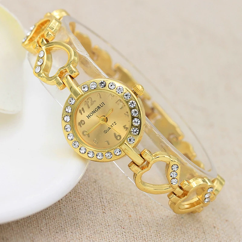 Женские кварцевые часы с браслетом в форме сердца|Женские часы-браслеты| |