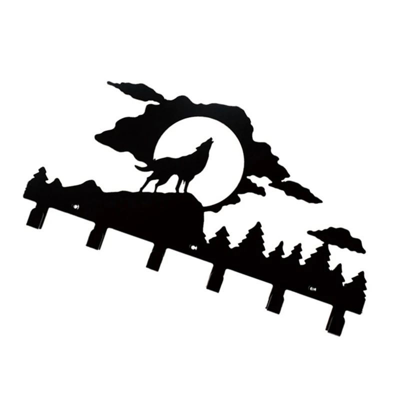 

Key Hanger Row Hooks Christmas Black Wall-mounted Clothes Rack Bathroom Hooks Living Room Rack for Coat Household Punching Wall