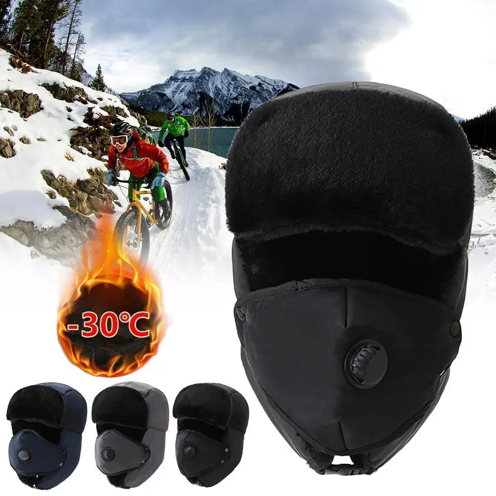 

1pc Thick Bomber Hat Unisex Breathable Detachable Mask Men Women Cold Warm Caps Headwear Ski Hats Winter N9N0