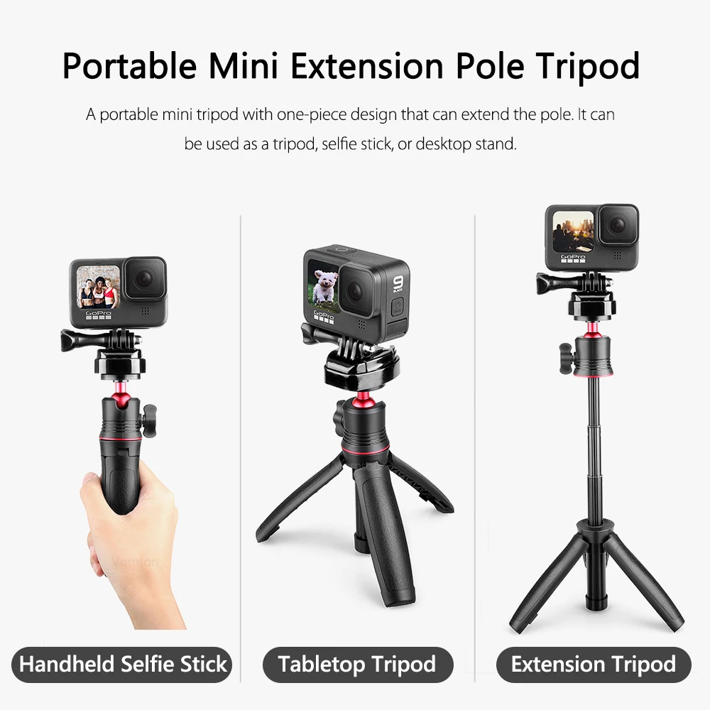 Мини селфи-палка Vamson для Go pro штатив настольная подставка Gopro Hero 10 9 8 7 6 5 с