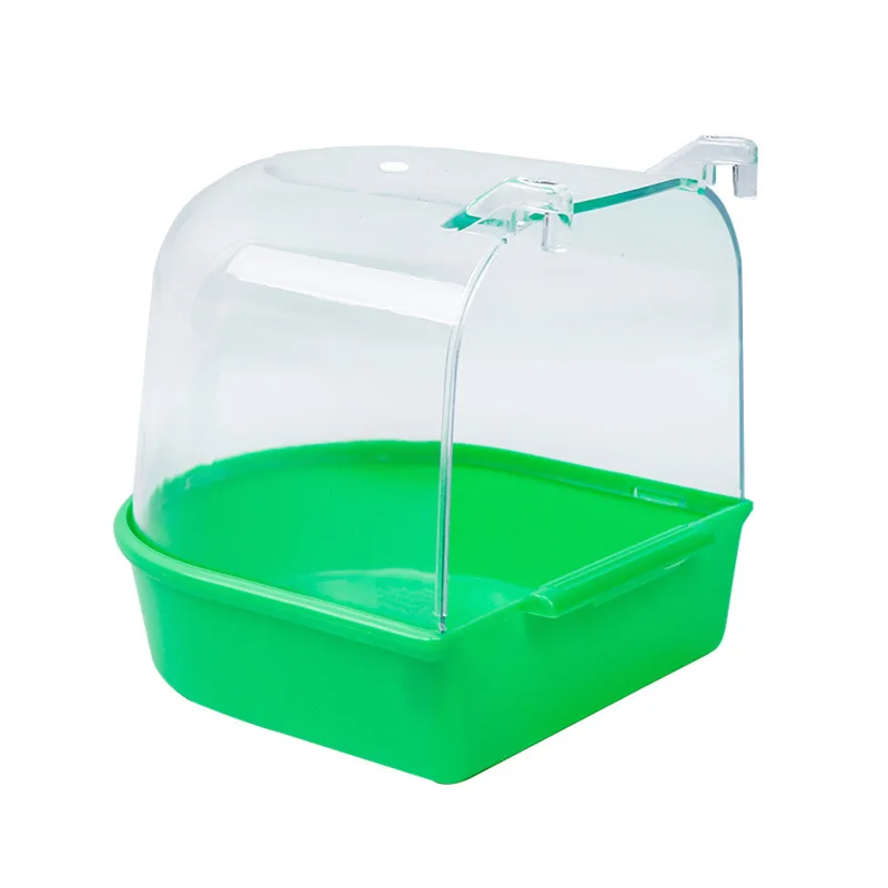 

1PC Birds Bathtub Utility Green Hanging Plastic Bird Bath Covered for Canary Parrot Budgies Small Brids