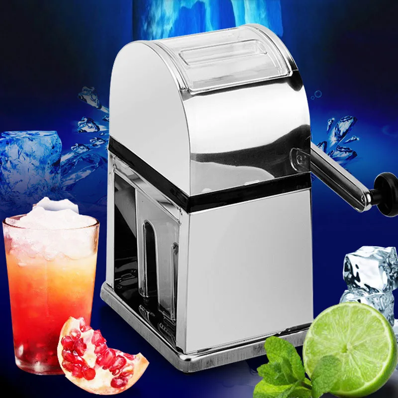 

Stainless Steel Manual Ice Crusher Mini Ice shaver Chopper Manual Snow Cone Smoothie Maker Ice Block Breaking slush Machine