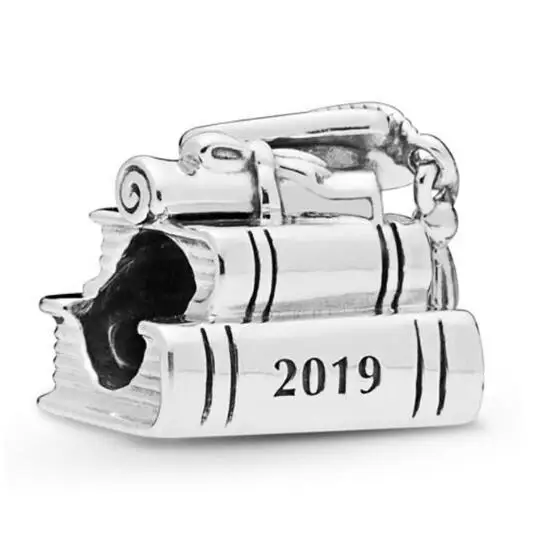 

Genuine 925 Sterling Silver Charm Graduation Cap Book & Scroll With Word 2019 Beads Fit Pan Bracelet & Necklace Jewelry