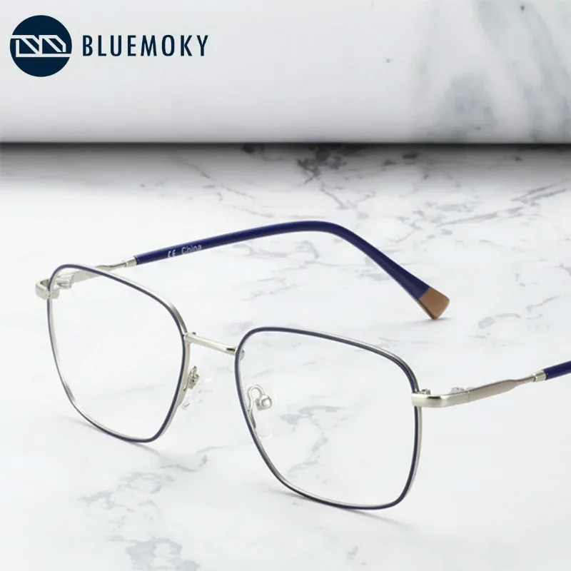 

BLUEMOKY Metal Acetate Oversize Square Glasses Frames for Men Women Myopia Prescription Eyewear Clear Lens Optical Eyeglasses