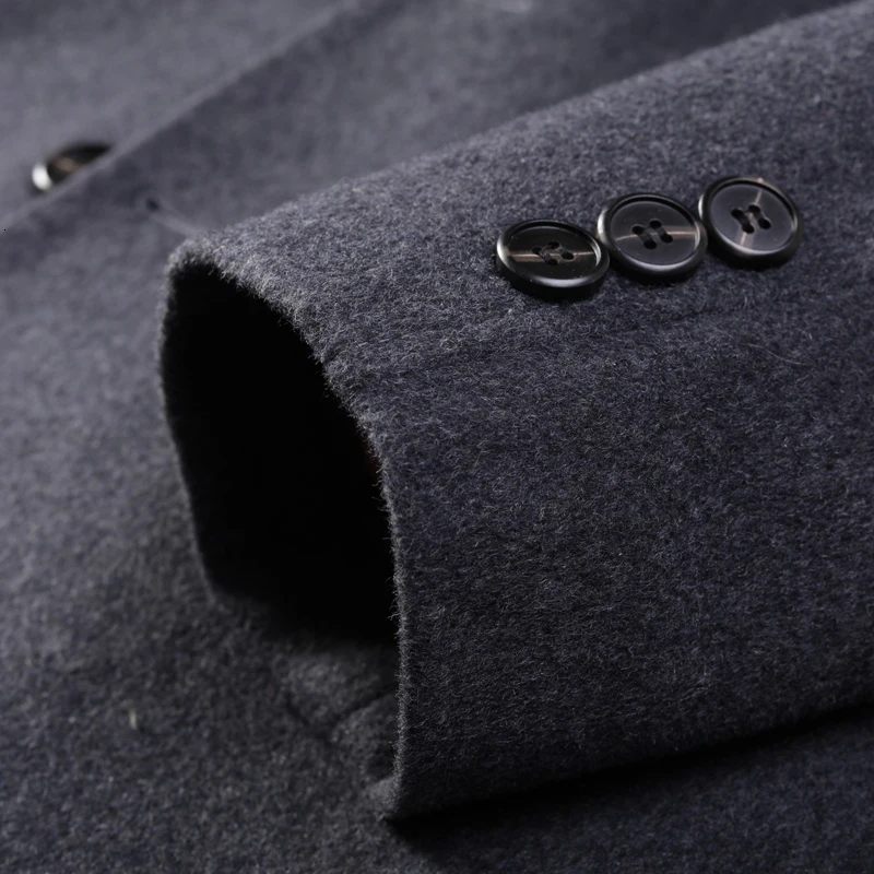 Теплое шерстяное пальто размера плюс на осень и зиму длинное Мужское теплое