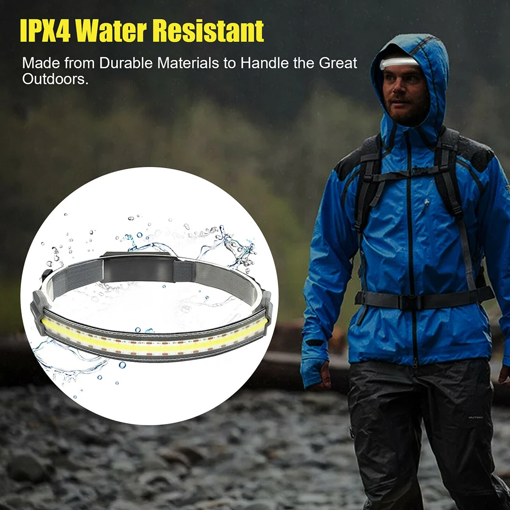 

LED COB Headlight 3 Modes Head Lamp Waterproof Flashlight with Headband Rechargeable Headlight Head Waterproof Lamp for Camping