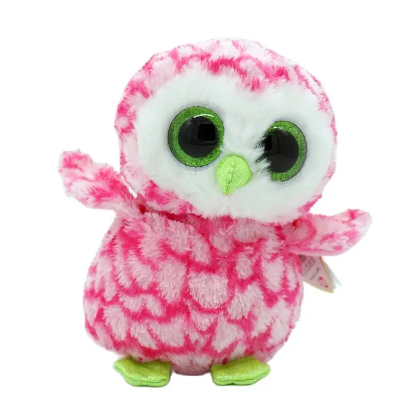 

Ty Cute Doll Pink Pattern Owl Green Eyes Plush Toys Collectible Decorations Bedside Cabinet Ornaments Gifts For Children 15CM