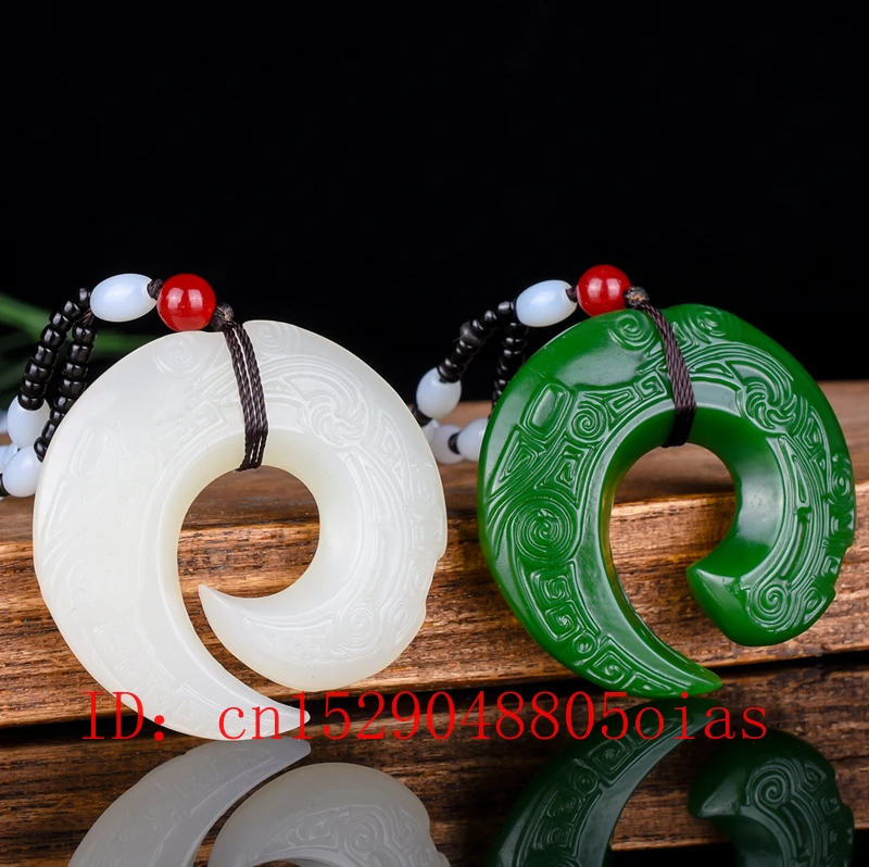 Натуральный белый зеленый китайский нефритовый рун ожерелье из бисера Шарм