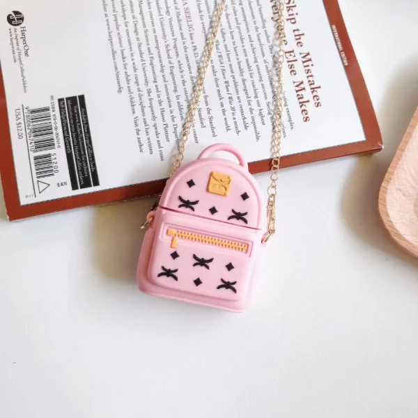 Pink Роскошный модный мини-рюкзак для AirPods 1/2 защитный чехол силиконовый мягкий чехол для беспроводной bluetooth-гарнитуры Комплект женский чехол - Цвет: Pink