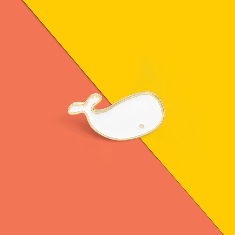 

Cartoon Simple White Little Whale Enamel Pins Custom Mini Badge for Denim Jeans Lapel Pins Jewelry Gifts Brooches for Kids