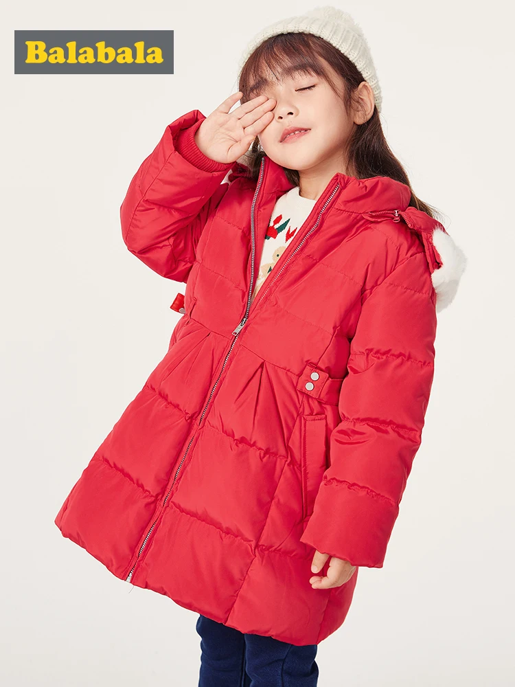 Детская одежда пуховик для девочек длинная куртка принцессы с капюшоном на осень