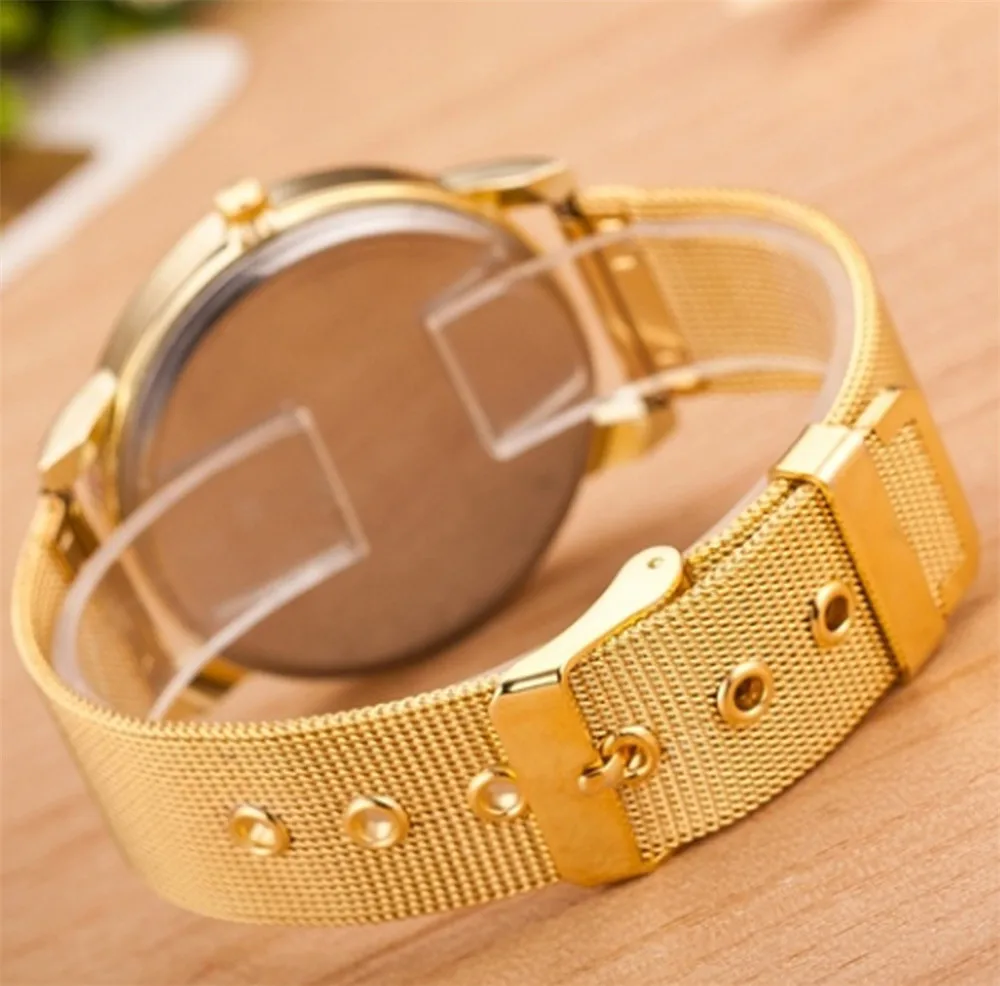 

Watch Women Stainless Steel Mesh Band Analog Quartz Wristwatch Fashion Luxury Ladies Golden Rose Gold Watch