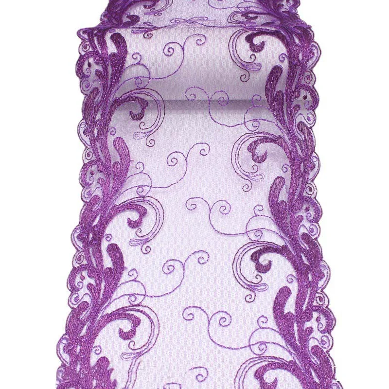 

30 ярдов, двухсторонняя вышитая кружевная отделка, фиолетовая сетка для платья, искусственный материал одежды, Швейные аксессуары для рукод...