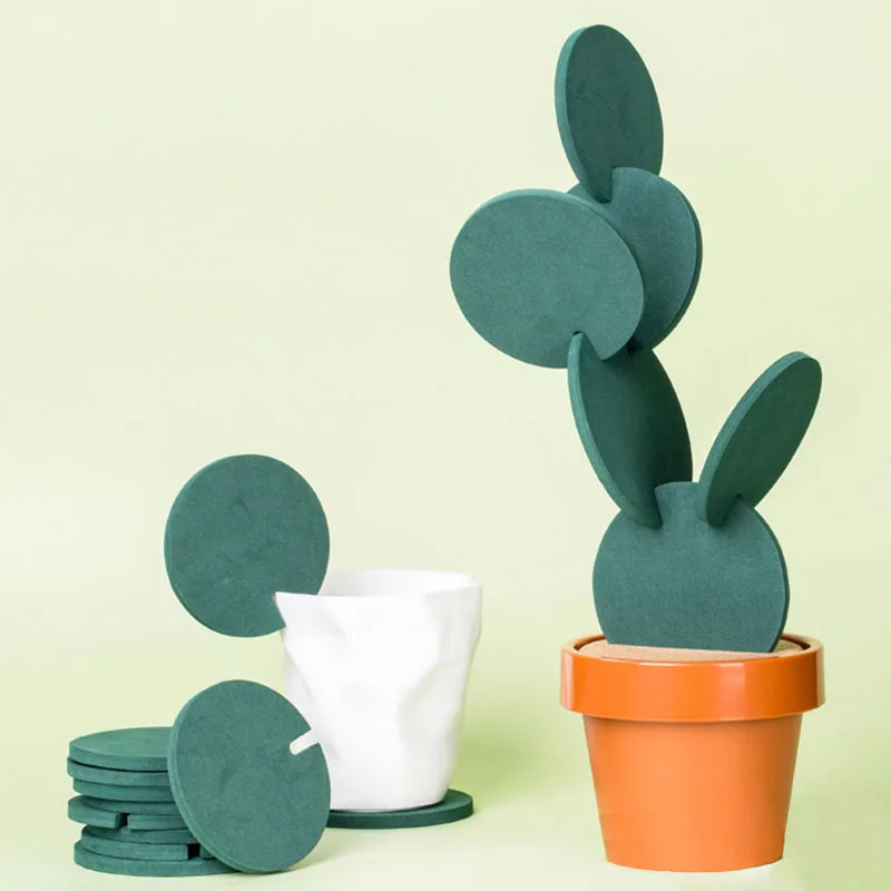Новый Корк изоляции Симпатичные Новинка кружка в форме кактуса коврик набор дома