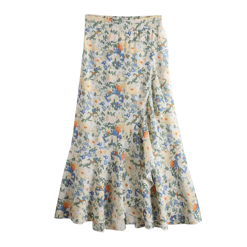 

floral chiffon women skirts 2020 summer new high waist mermaid knee-length casaul office lady elegant skirts top quality