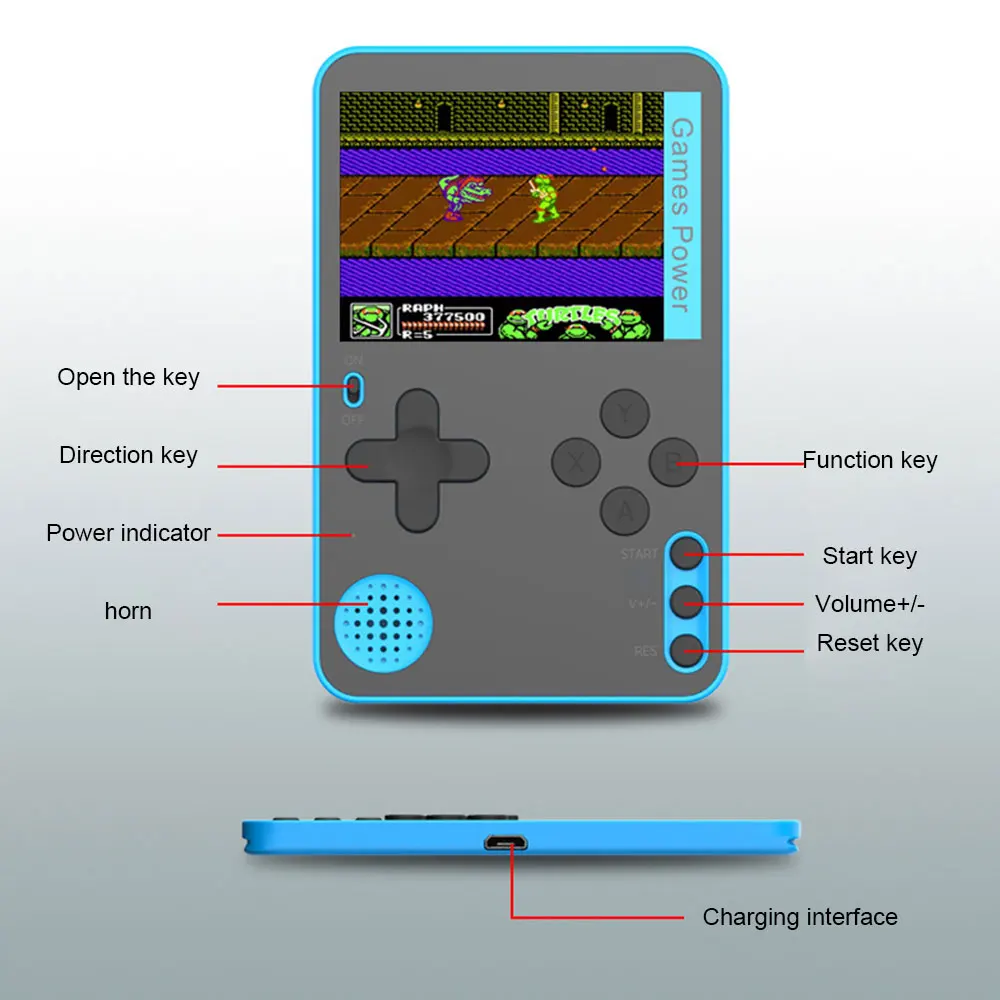 2 4 дюймов Экран Портативный тонкая портативная игровая консоль Встроенный 500