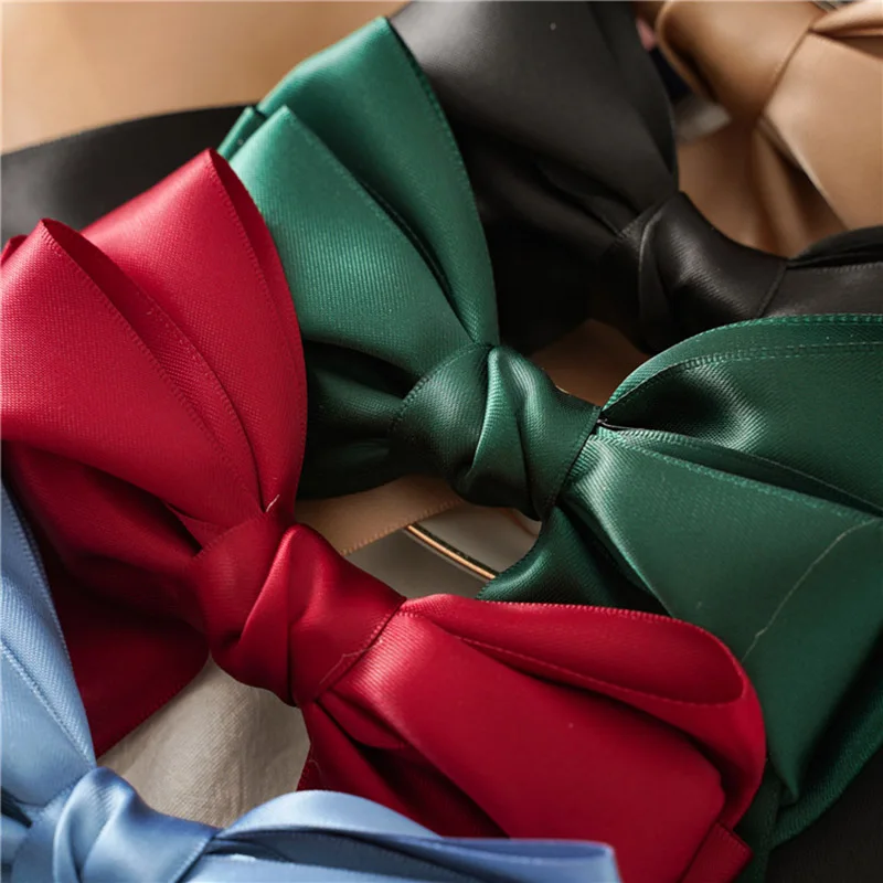 

Vintage Fashion Satin Bow Ribbon Hair Clip Korean Headwear Spring Ponytail Clip Simple Hairpins Woman Head Flower Gift