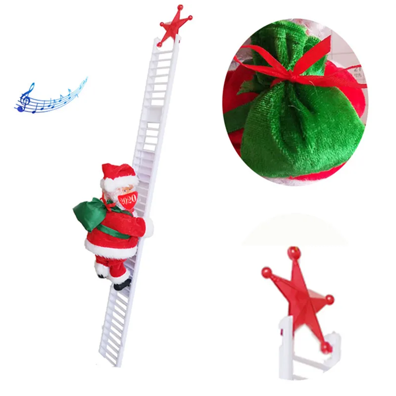 

Electric Climbing Ladder Santa Claus With Music Christmas Ornament Decoration For Home Christmas Tree Hanging Decor 2022 Gift