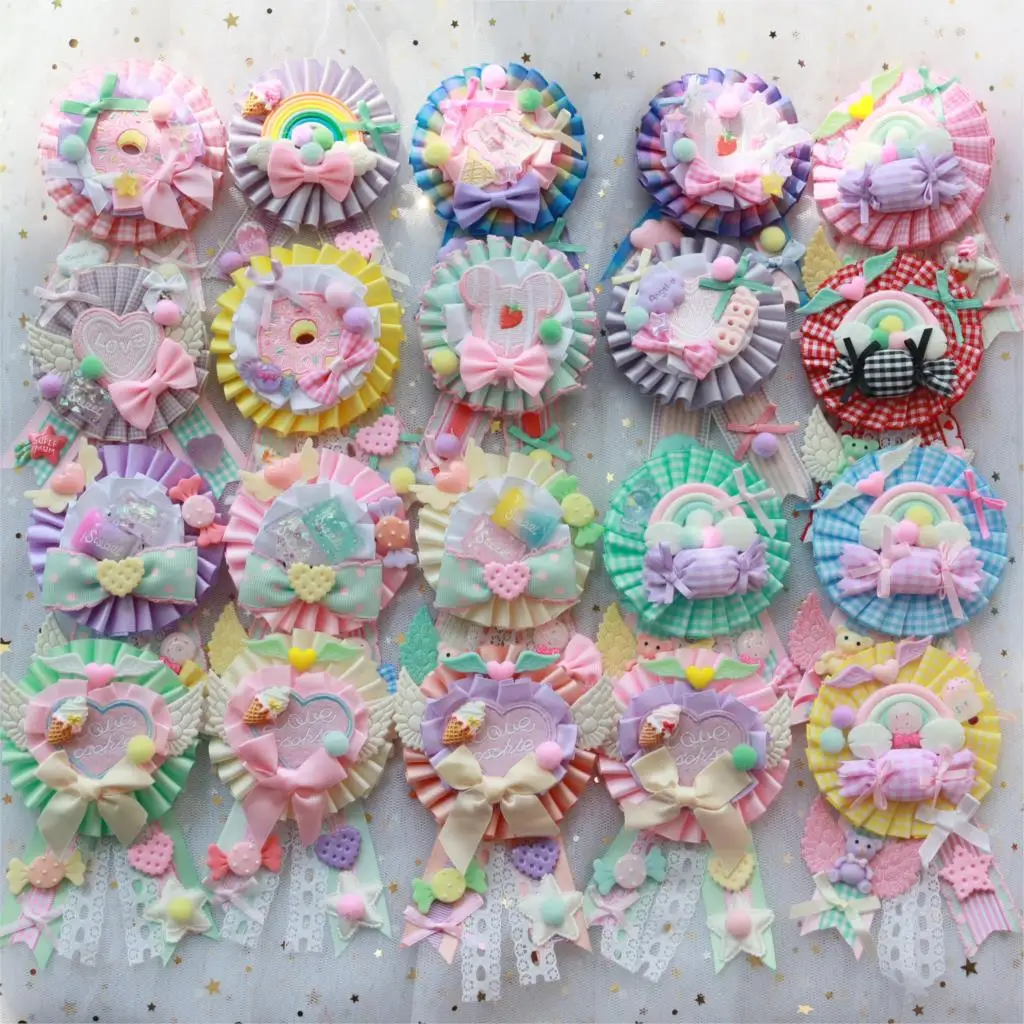 

Handmade Happy Badge Rainbow Badge Sweet Lolita Brooch Harajuku Sweet Badge