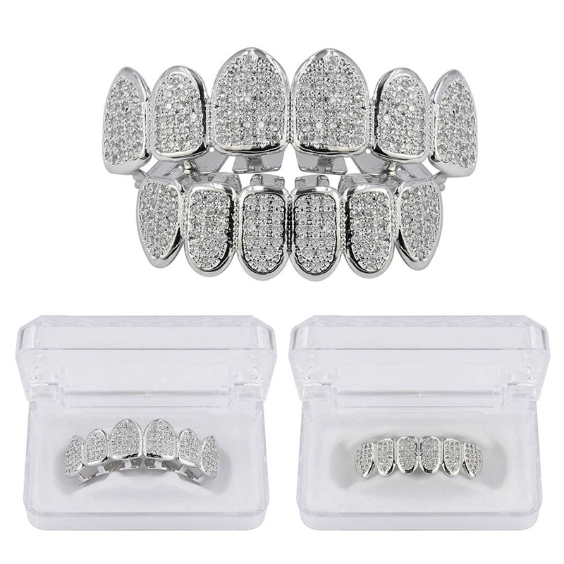 

1Set Hip Hop/Punk Teeth Grillz Set Color Top & Bottom Grills Mouth Caps Cosplay Party