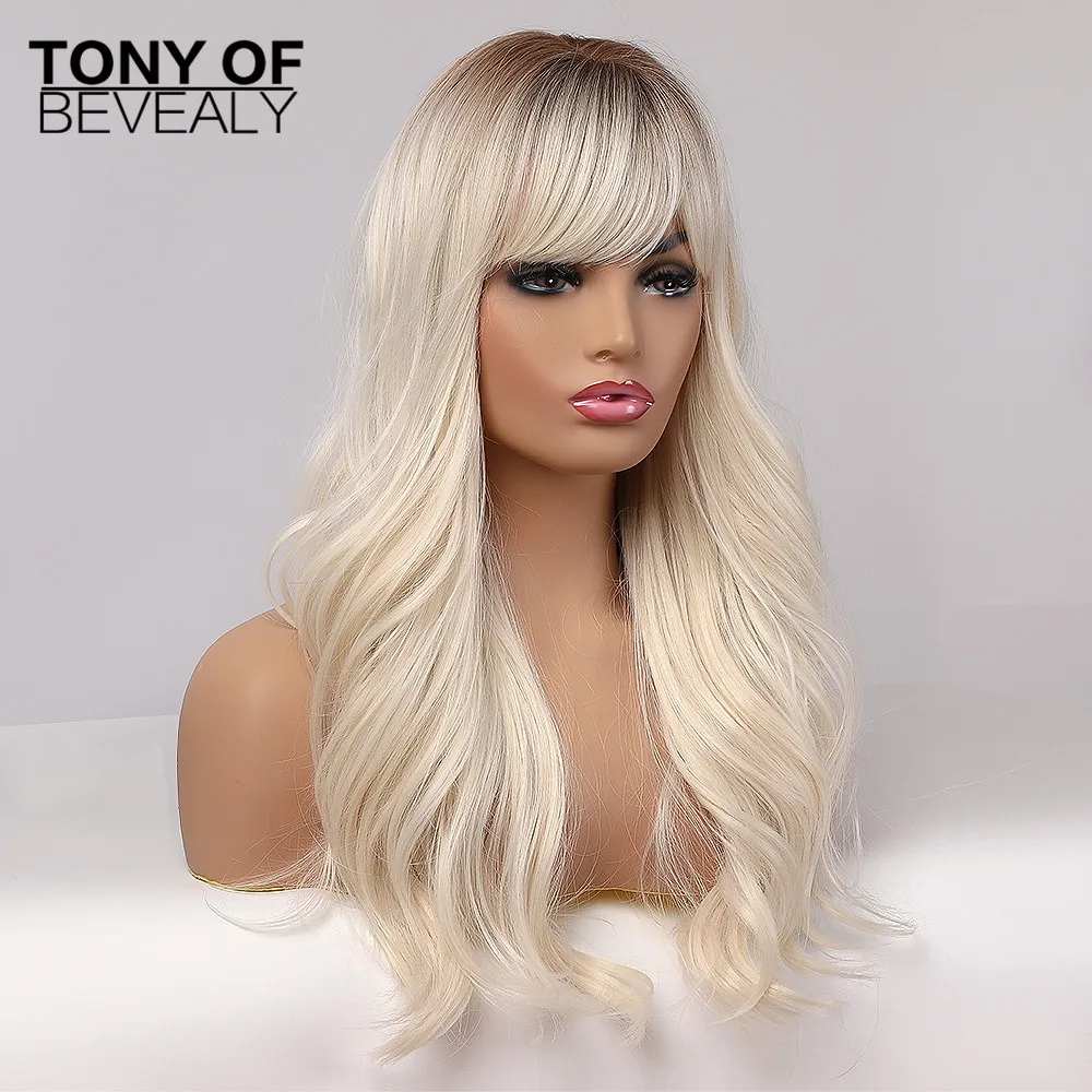 Длинные волнистые натуральные парики с эффектом омбре от коричневого светильник