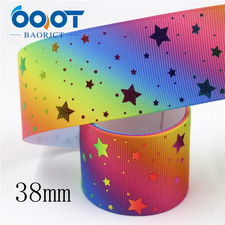 I-19911-2132 OOOT BAORJCT I-19911-2131, 38 мм, 10 ярдов Красочные Звезды горячего тиснения корсажные ленты, лук крышка DIY аксессуары украшения - Цвет: I-19911-2132