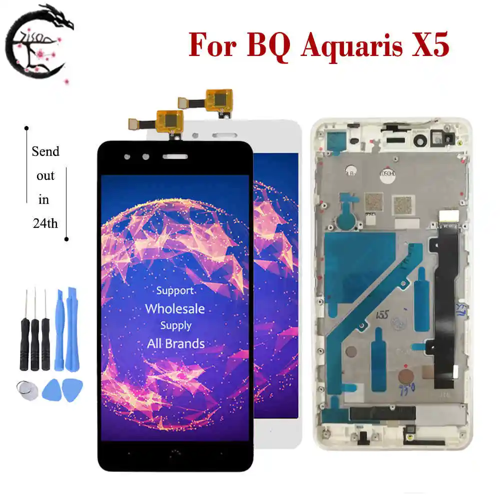 AAAQuality " ЖК-дисплей с рамкой для BQ Aquaris X5 полный Экран дисплея сенсорная Сенсор, дигитайзер, для сборки, запасные части для BQ X5 Дисплей
