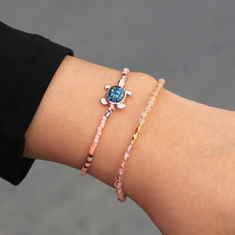 

KELITCH New 2022 Bracelet for Women Miyuki Turtles Crystal Bracelets Animals Cute Ocean Hombre Stainless Steel Charm Jewelry