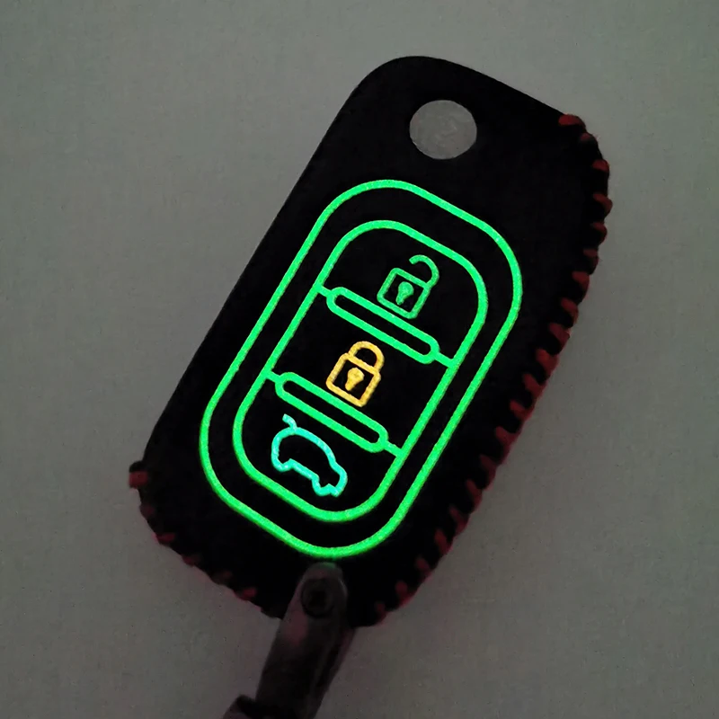 Luminous Leather Car Key Case Cover Key Wallet for Lada Vesta Granta XRay Kalina Priora Sedan Sport 3 Buttons protect shell