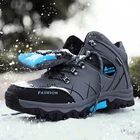 Зимние ботинки для мужчин, модные повседневные кожаные кроссовки высокого качества, Нескользящие походные ботинки, уличные водонепроницаемые теплые ботинки для снега с плюшевой подкладкой