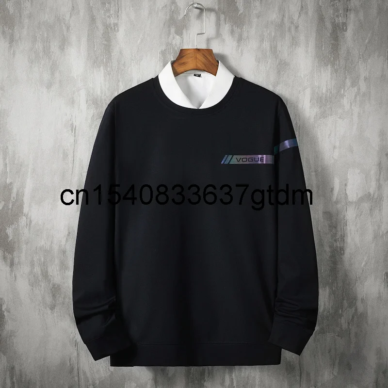 

Men's new knitted round neck long sleeve T-shirt in spring