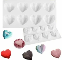 3d diamond love heart shape mold silicone chocolate cookie muffin baking tool sponge mousse dessert cake decorating 8 cavity