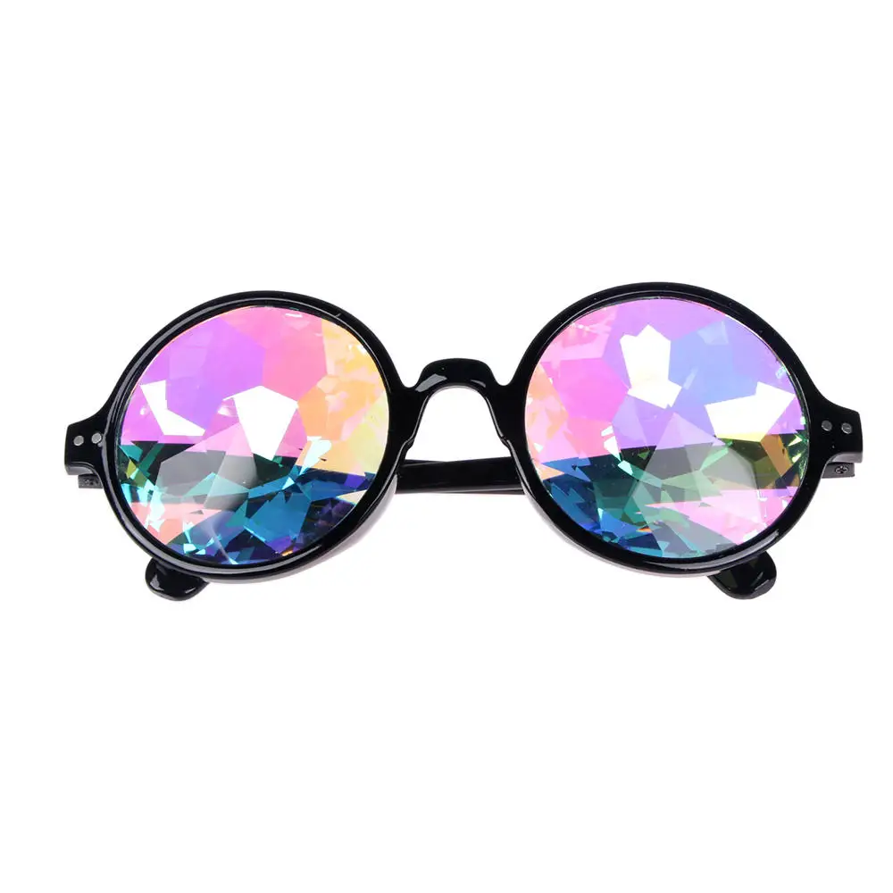 1pcs Clear Round Glasses Kaleidoscope Eyewears Crystal Lens Party Rave Sunglasses female men's glasses Party Queen gifts Hot reading glasses with blue light filter