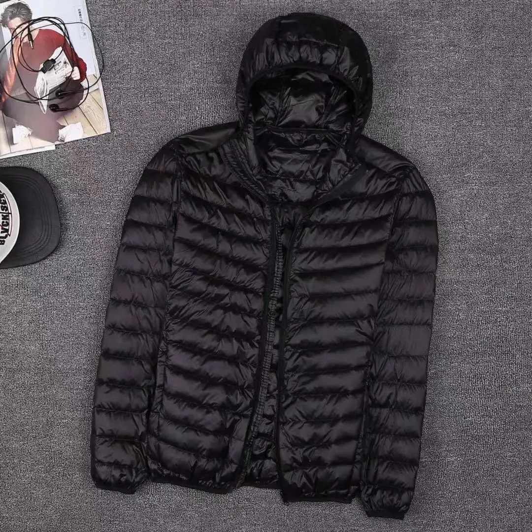 Мужской Ультра тонкий пуховик повседневный большого размера с воротником