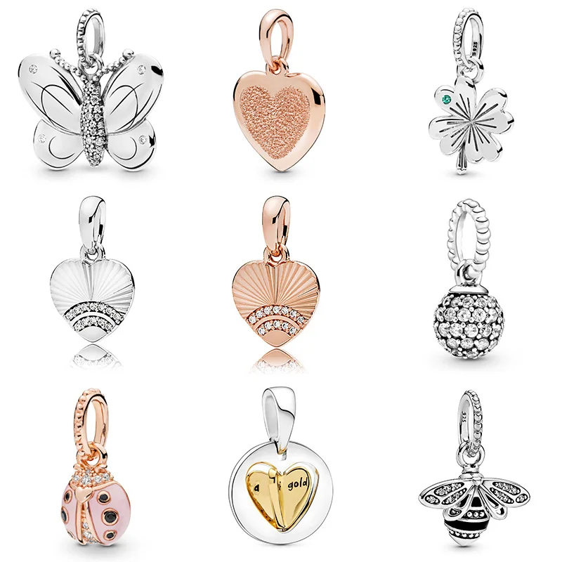 

Necklace Pendant Honeybee Clover Crystal For Original Pandora Charms Women Bracelets & Bangles 925 Sterling Silver Jewelry