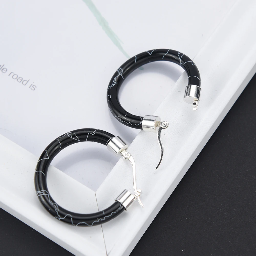 Женские богемные серьги кольца из нержавеющей стали большие круглые с печатью