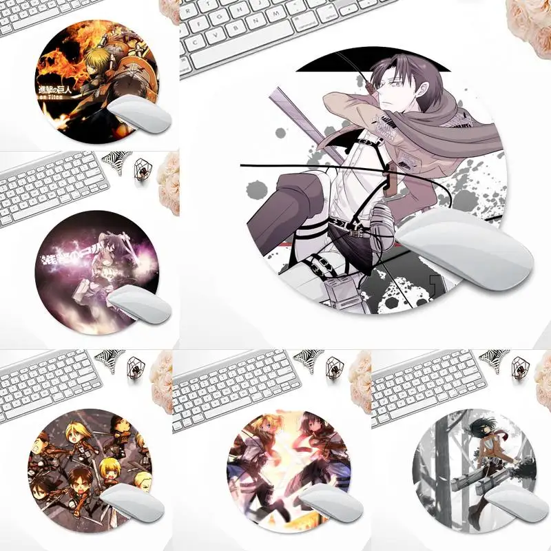 

Attack On titan hot anime Gaming Player desk laptop Rubber Mouse Mat Office Work Round Mouse Mat pad Non-slip Laptop Cushion